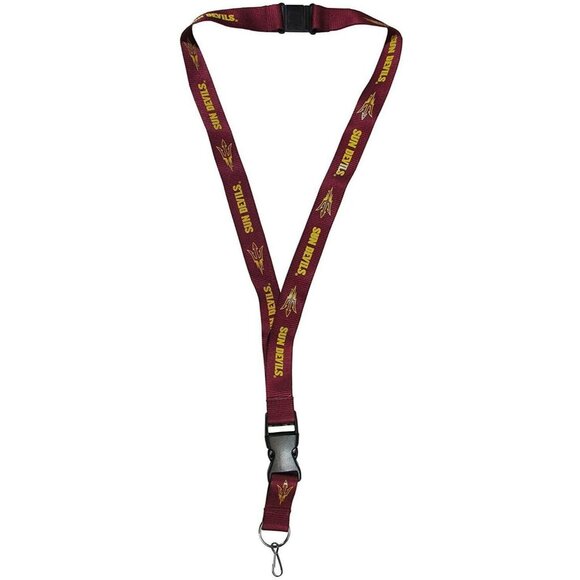 NCAA Arizona State Sun Devils Maroon 1 Sided Lanyard with Clips 23" Long 1" Wide - Picture 1 of 1